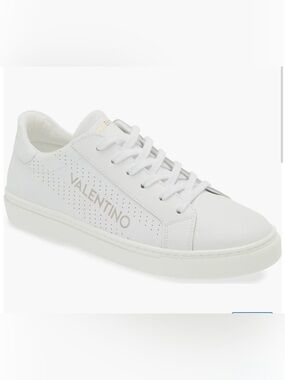 VALENTINO BY MARIO VALENTINO Kara Leather Sneaker White  Low-Top Gold Logo 9